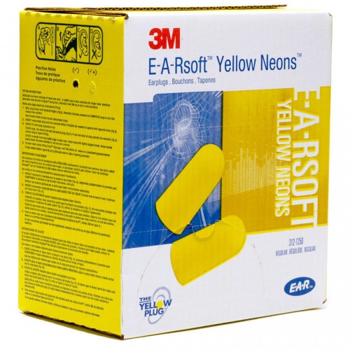 Bouchons de protection auditive auriculaires EARSoft Yellow Neons, sans corde