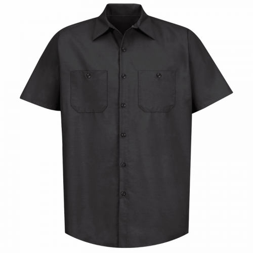 Chemise de travail à bouton noir pour homme manche courte